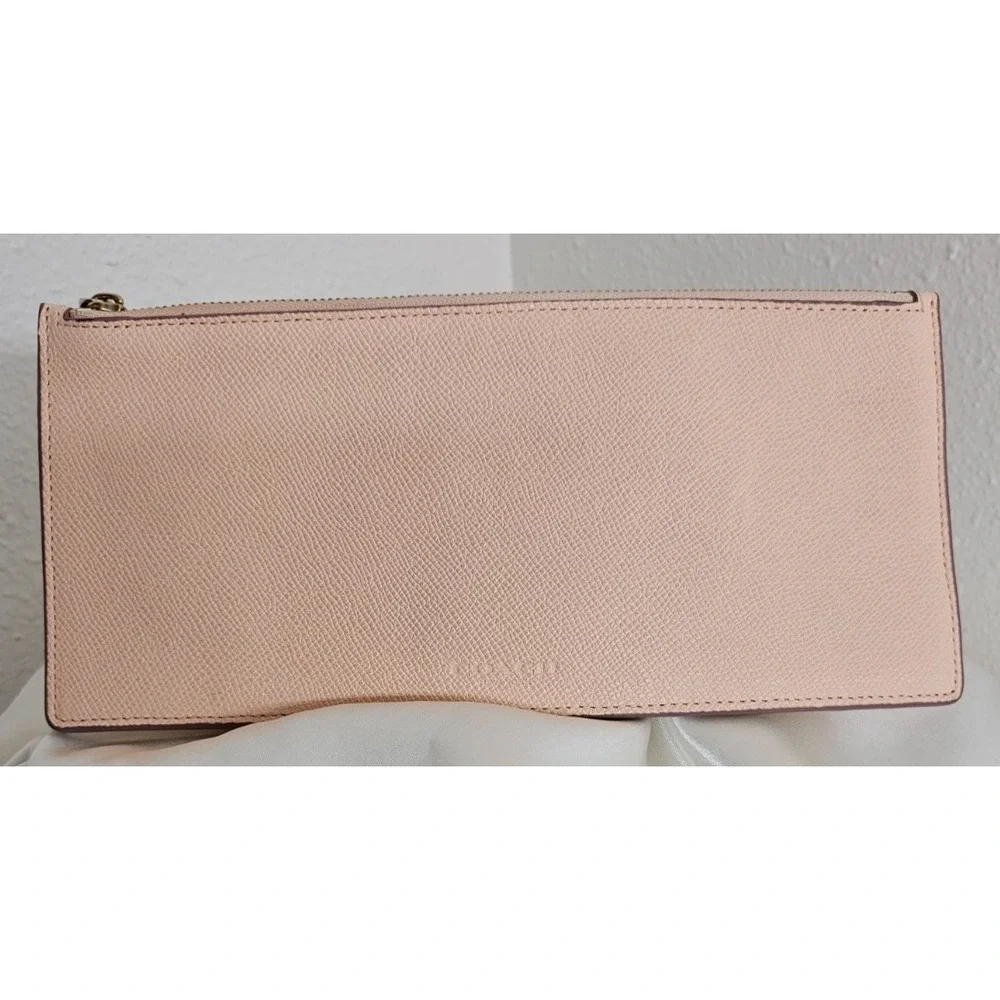 Coach Peach/Beige Pebbled Leather Slim (9.5